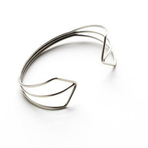 Geometric bracelet designed with angles and lines, its open shape allows for incredible comfort and striking visual appearance Kite Cuff image 3