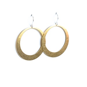Modern hoop earrings, sleek design and large size of these gorgeous earrings will make a statement anywhere Lunar Hoops in Brass Large image 4