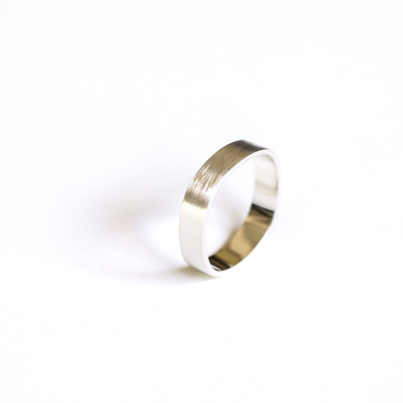 Small Duality Ring Modern Eco friendly recycled sterling silver squared shape ring w brushed and shiny finish perfect for women or men