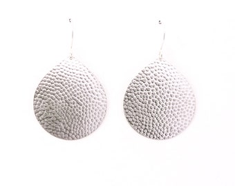 Silver teardrop earrings with a matte finish, a comfortable design that is both lightweight and eye-catching - "Juno Earrings - Silver"