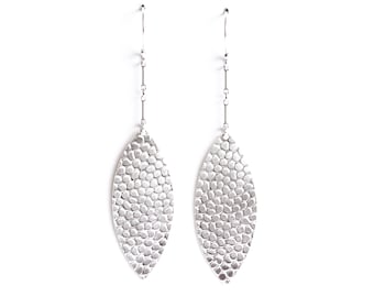 Long leaf shape dangle earrings with lots of movement, simple yet eye-catching design, sleek pair of silver earrings - "Willow earrings"