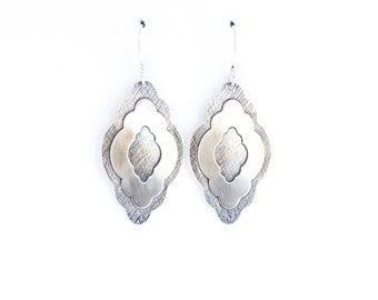 Sterling silver boho chic earrings handmade of cloud shapes soldered together for a trendy bohemian style jewelry design - "Billow Earrings"