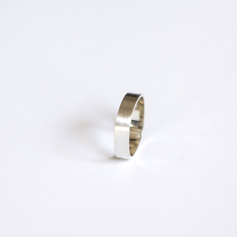 Small Duality Ring Modern Eco friendly recycled sterling silver squared shape ring w brushed and shiny finish perfect for women or men