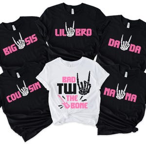 Bad TWO the Bone Birthday Family Shirts, Birthday Matching shirt, birthday girl, rock n roll birthday theme, Birthday custom shirts, 400193