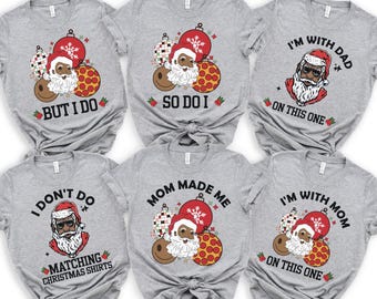 Black Santa Claus Christmas Matching shirts, Family Group Christmas Shirt, Funny Christmas family shirt, Brown Santa matching outfit, 400164