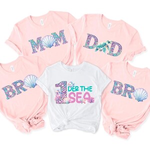Mermaid Birthday Family shirts, Oneder the sea Birthday Family Matching shirts, First birthday Matching shirt, 1st Birthday Party, 400199