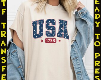 Retro USA 1776 DTF Transfer, Patriotic Heat Transfer, 250 Years Freedom, Ready To Press