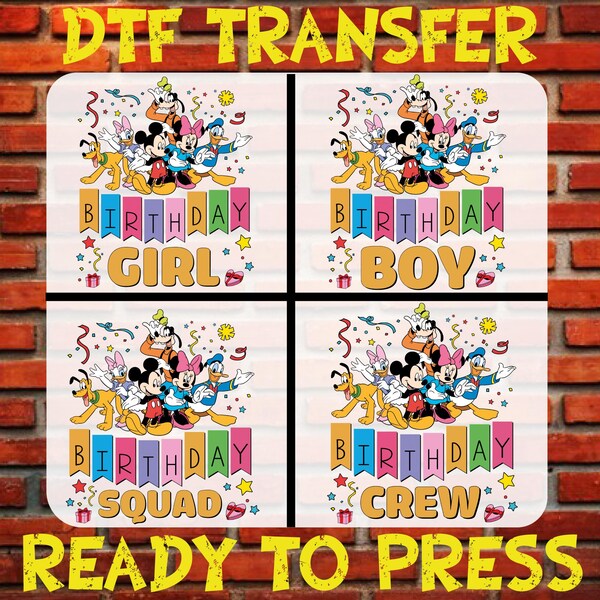 Camiseta Disney Birthday Boy Girl 2026 DTF, lista para planchar y para imprimir.