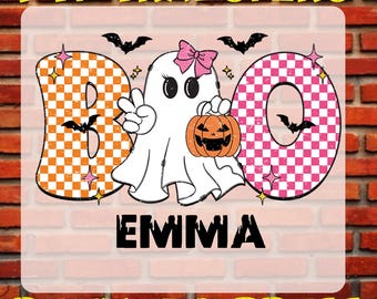 Custom Kids Halloween DTF Transfer, Boo Ghost Ready to Press, Iron On