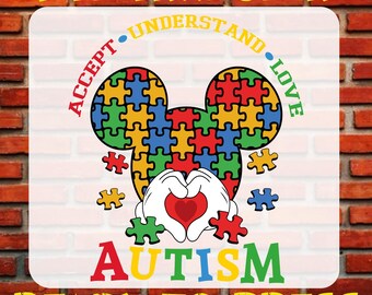 Mickey and Minnie Autism Awareness DTF, Ready To Press