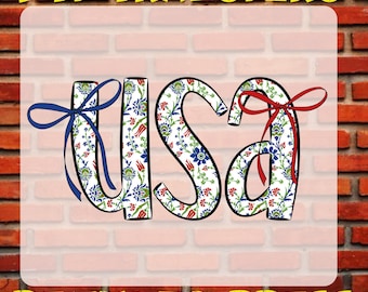 Floral USA DTF Transfer: Patriotic 4th of July Iron On Decal