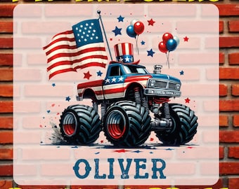 American Boys Truck DTF Transfer, Boys 4th of July Iron On, Ready To Press