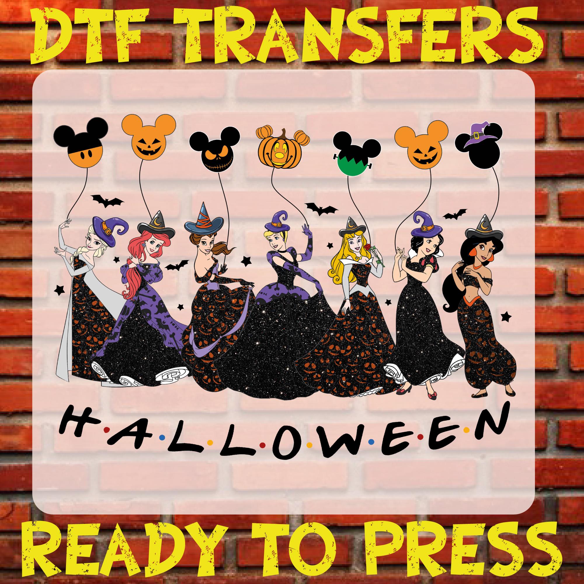 Halloween Disney Princess Dtf Ready To Press, Girls Disney Trip Halloween Heat Transfer, Disney Halloween 2025 Iron On, Family Halloween Dtf