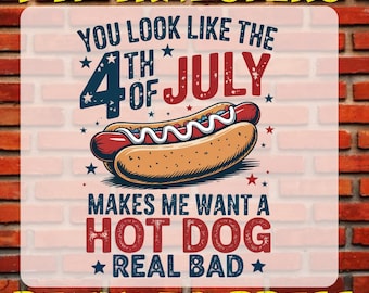 Funny 4th of July Hot Dog DTF Transfer, Ready To Press, T Shirt Printing
