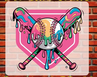 Ice Cream Drip Baseball Template Dtf Transfer, Ready To Press, Game Day Print