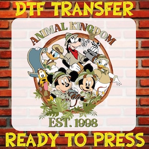 Disney Animal Kingdom Dtf Transfer, Safari Disney Ready To Press, Animal Kingdom Dtf, Mickey and Friends Animal Kingdom Dtf, Disney Family