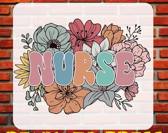 Floral Nurse DTF Transfer: Boho Wildflower Heat Transfer, Ready To Press, Iron On
