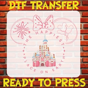 Happiest Place One Earth Dtf, Floral Disney Castle Heat Transfer, Magic Kingdom Ready To Press, Magical Kingdom, Disney Family Trip Iron On