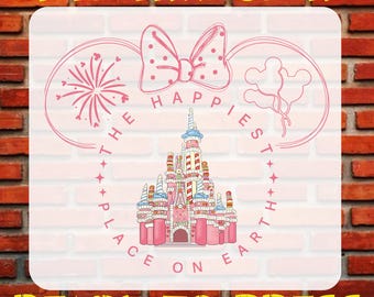 The Happiest Place On Earth Floral Disney Castle DTF Transfer, Iron On