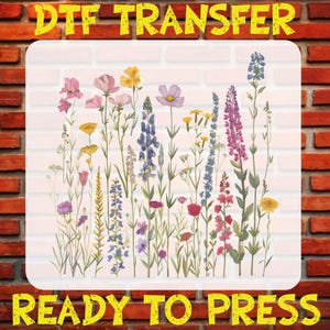 Retro Wildflower Ready to Press Dtf Print, Boho Wildflower Dtf Transfer, Flowers Dtf, Vintage Floral Iron On, Abstract Flower Heat Transfer