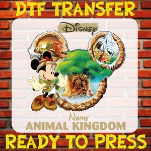Disney Animal Kingdom Dtf Transfer, Disney Safari Iron On, Custom Disney Safari Ready To Press, Mickey Minnie Disney Safari Heat Transfer