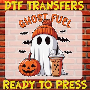 Ghost Fuel Halloween DTF Transfer: Funny Coffee Lover Iron On