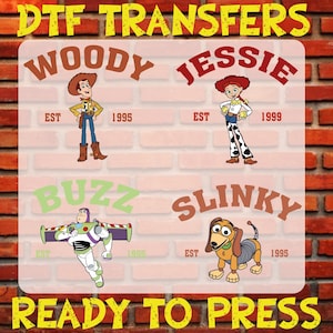 Toy Story Characters Dtf Ready To Press, Disney Toy Story Heat Transfer, Matching Toy Story Dtf, Family Birthday Toy Story Iron On Decal