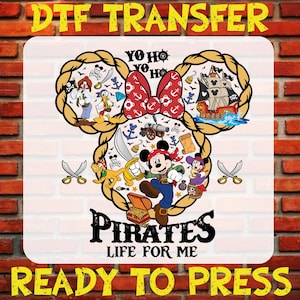 Mickey Minnie Disney Pirates Dtf Ready To Press, Mickey and Minnie Pirates Heat Transfers, Disney Pirates Iron On, Disney Shirt Transfer