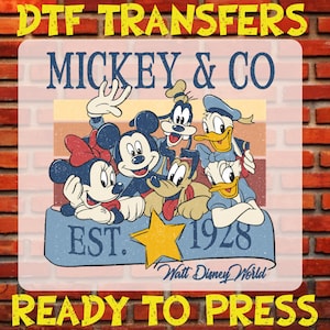 Retro Mickey & Co DTF Transfer, Disney Family Vacation Iron On, Mickey and Friends
