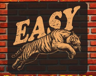 Easy Tiger DTF Transfer, Retro Heat Press, Decal, Ready To Press