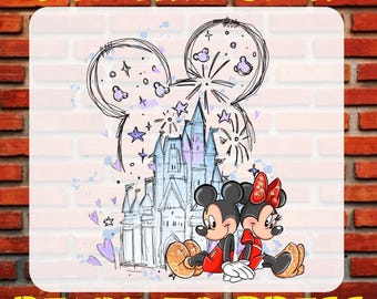 Disney Castle Mickey Minnie DTF Transfer, Disney Ready to Press, Iron On
