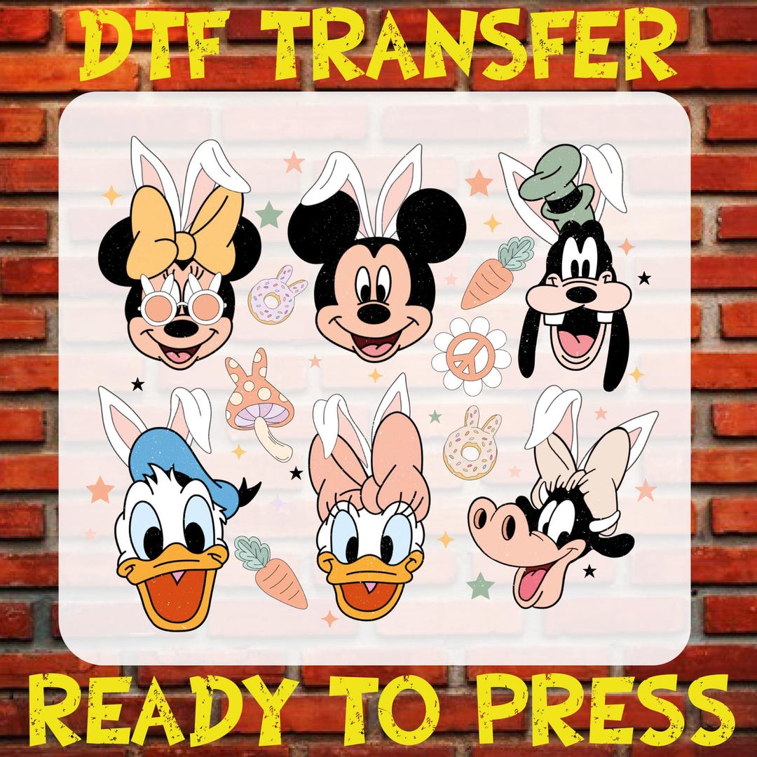 Retro Easter Bunny Dtf Ready to Press, Disney Bunny Dtf Transfer ...