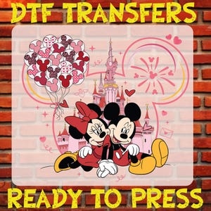 Mickey Minnie Love Dtf Transfer, Disney Dtf Ready To Press, Disneyland Iron On, Disney Castle Mickey and Minnie Heat Transfer, Disney Trip