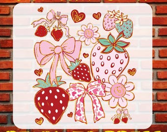 Strawberry DTF Transfer, Summer T Shirt Printing, Iron On Decal, Ready To Press