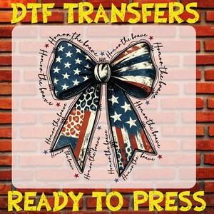 American Flag Bow DTF Transfer: 4th of July Iron On