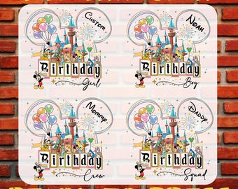 Custom Disney Birthday 2025 Dtf Ready To Press, Family Disney Birthday Dtf, Disney Birthday Boy Iron On, Disney Birthday Girl Heat Transfer