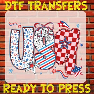 Usa Dtf, American Girl Ready To Press,  Girly 4th of July Heat Transfer, Patriotic Women Dtf Transfer, Usa Iron On, Usa Shirt Print, America