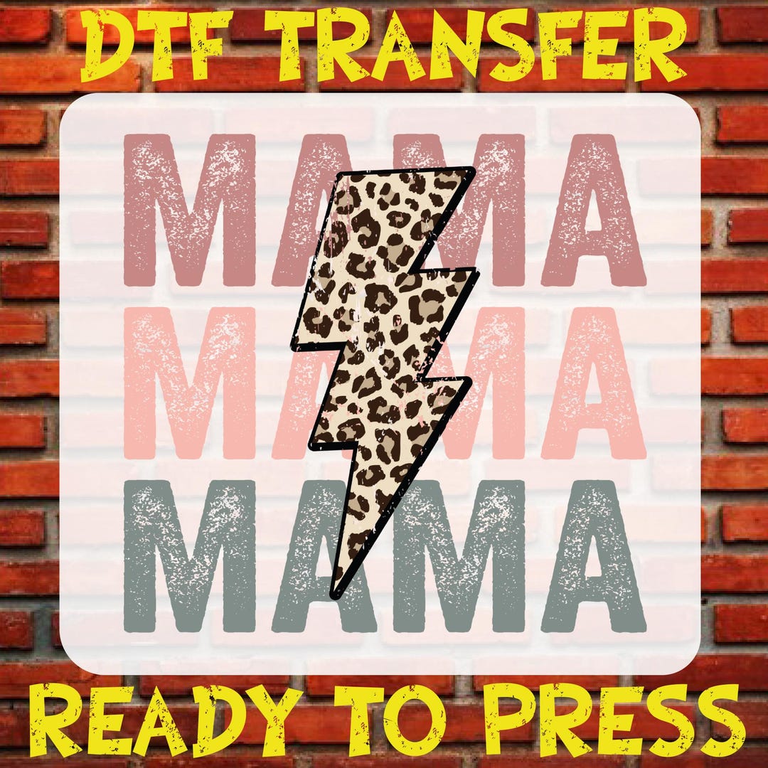 Retro Lightning Mama Design Leopard Printed Dtf Ready to Press, Leopard ...
