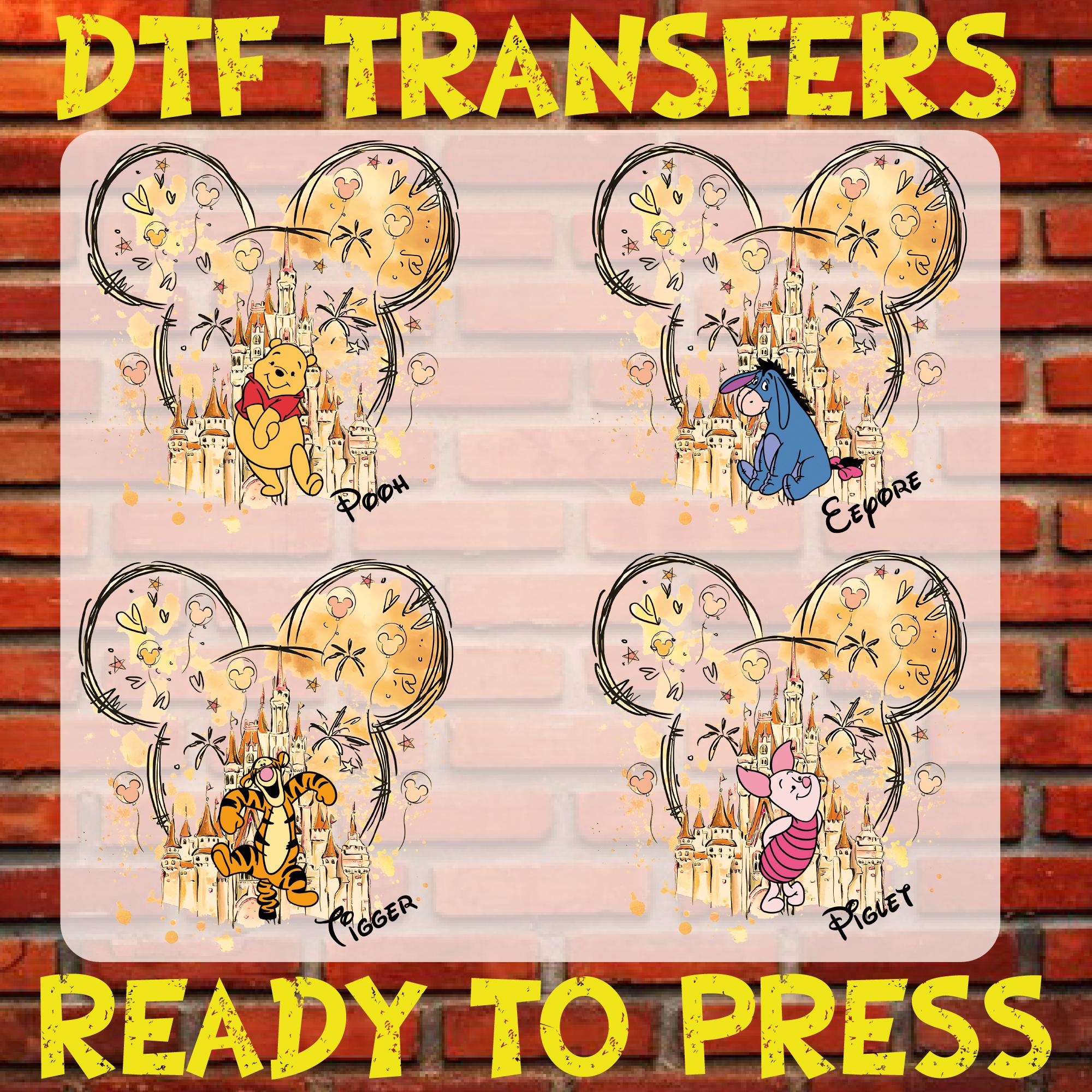 Winnie The Pooh Dtf Ready To Press, Disney Castle Winnie The Pooh Heat Transfer, Family Disney Trip Dtf, Custom Winnie The Pooh Iron On