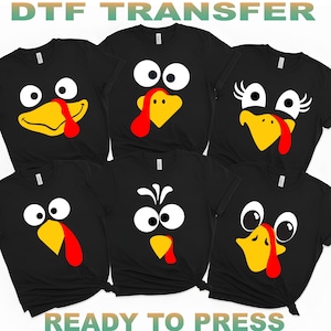Turkey Face DTF Transfer: Thanksgiving Family Matching Shirt Iron On
