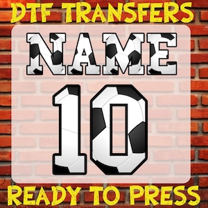 Custom Soccer Name And Number Dtf Transfer, Personalized Soccer Ready To Press, Soccer Heat Transfer, Soccer Shirt Iron On Transfer, Soccer