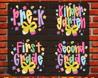 Pre K, Kindergarten, First Grade, Second Grade Dtf Transfer, Teacher Pencil Bow Iron On
