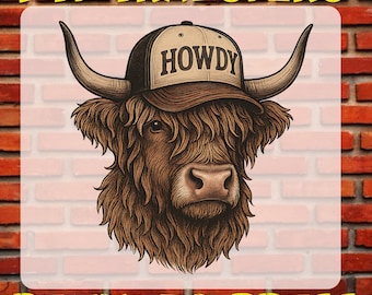 Western Howdy Highland Cow DTF Transfer: Ready To Press Shirt Print