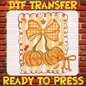 Pumpkin Cherries Bow Autumn Dtf Ready To Press, Fall Season Heat Transfer, Halloween Pumpkin Iron On, Fall Pumpkin Dtf Print, Girly Fall Dtf