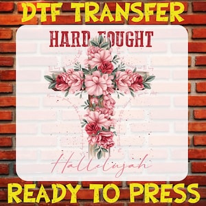 Floral Cross DTF Transfer: Retro Christian Faith Shirt Print