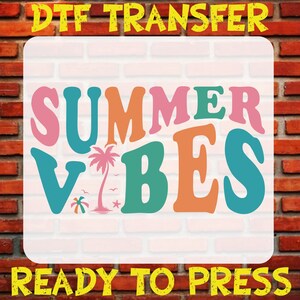 Summer Vibes DTF Transfer: Colorful Beach Iron On - Ready To Press