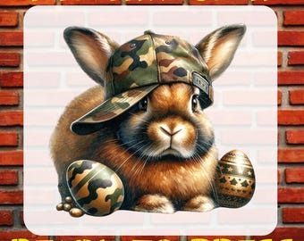 Army Camo Bunny Rabbit Ready to Press DTF Transfer for Easter Shirt, Retro Easter Bunny Ready To Press, Easter Camo Rabbit Dtf Print, Easter