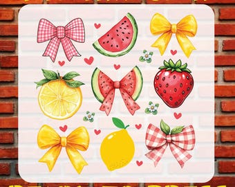 Summer Fruits DTF Transfer, Strawberry, Lemon, Watermelon, Ready To Press, Iron On, Shirt Print
