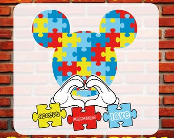 Mickey Autism Awareness DTF Transfer, Accept Understand Love Iron On, Disney Autism Shirt Print