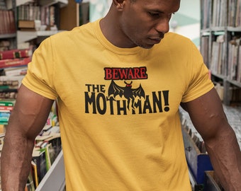 Mothman Shirt, Moth man cryptid tshirt West Virginia, Vintage film poster, monster shirts, retro men's t-shirt, monster movies, pulp fiction